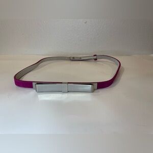 White House Black Market Silver Bow‎ Pink Suede Belt Size M Genuine Leather